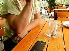 look at this milf flashing her hairy tits in public, she's mature and chubby too