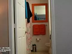 on vacation, stepmom's bikini made me horny, so she helped me cum.