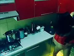 beautiful slender wife in erotic bodysuit rough fucked in the kitchen in all positions