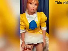 does this stunning redhead penny pax pleasure herself with a dildo in role-play?