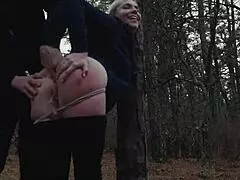 these two sick perverts dragged that bubble butt milf into the woods for some crawling fun