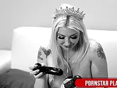 this beautiful curvy blonde leya falcons tight spot begs for big dildos in close up homemade solo video