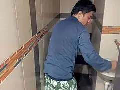 busty stepdaughter gives new year gift to old stepdad