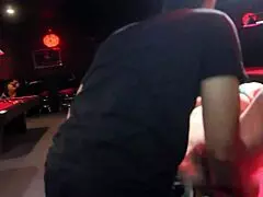 White wife fucks stranger at local pool hall while her husband is asleep in the corner