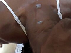 Flower was fucking a big dick while sucking his balls and ass, moaning loud with her wet pussy dripping