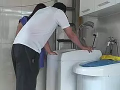 housewife teases, want to fuck me while fixing the washer?