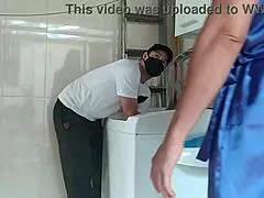 housewife teases, want to fuck me while fixing the washer?