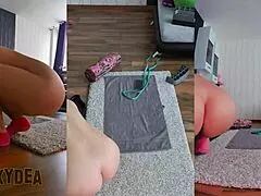 Naked workout reveals intimate ass shaking