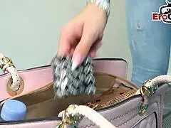 This old sexy mother fucks her son in a black bikini and gets a creampie