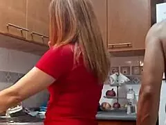 I spotted my mother-in-law in sexy clothes in the kitchen and couldn't resist fucking her