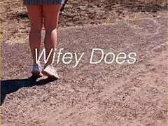 Milf Exposes Shaved Pussy Outdoors In Public View