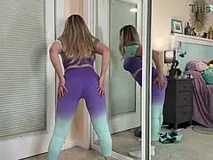 sexy milf tries on gym workout clothes in a haul - tabithaxxx