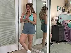 sexy milf tries on gym workout clothes in a haul - tabithaxxx