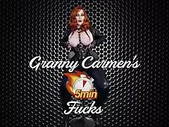 wonder granny cums with dildo and vibrator