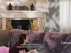 Busty Nanny Disciplines Bratty Girl with Sex!