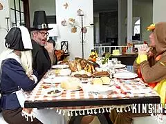 Family Thanksgiving Spanks with Turkey Pranks