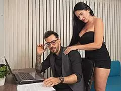 milf - the horny secretary welcomes me to my new job by riding my cock in my office