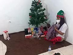 Mature student masturbates with dildo.