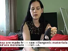 Anna unpacks and tests a vibration ring from the store