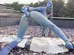 Avatar monika fox big prolapse hard dildo anal and pussy fuck squirt in nature