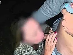 Dogging with cuckold and friend almost caught