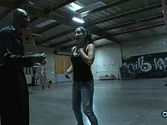 busty isis rides black cock on sofa, sucking and titty fucking before cum on ass