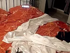 french slut in red bodysuit performs intense doggy style