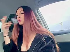 Italian artemisia love enjoys a hot solo smoking session outside