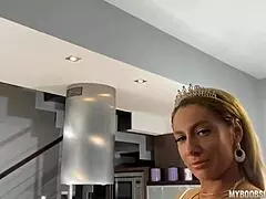 Claudia performs a striptease and allows nipple play