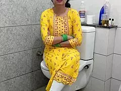 Indian hot stepmother gets fucked by stepson in the washroom with dirty hindi talk