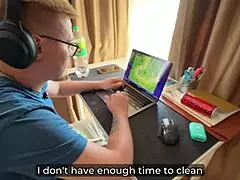 Step son helps stepmother stuck under the bed