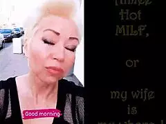 a cool mature bitch in handcuffs with clamps on her big nipples, ready for domination