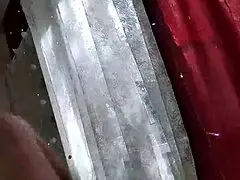 Mature slut wife in a red satin negligee with a ponytail on her head and a dick in her mouth gets wild at the party