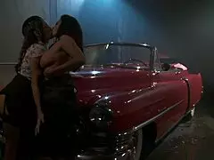 Celeste Star and Linsey McKenzie fuck on vintage car roof