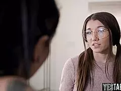 Nerdy Lesbian Teen 18+ Manipulates And Fucks Her Milf Stepsisters Gf