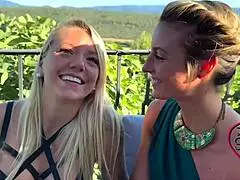 pam and ashley, two naughty blondes, indulge in threesome sex with sensual group actions