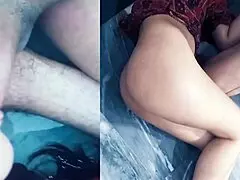 Stepbrother puts his penis in her mouth, then stands to fuck until cumming on her