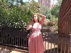 Tourist girl sucks cock in public park in exchange for good photos