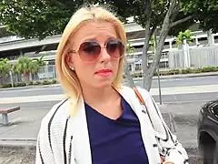 Public reality porn cheating blonde soccer mom sucks black dick outside