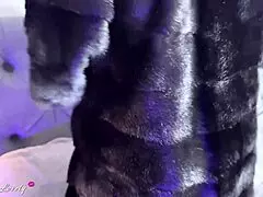 Brunette In Fur Coat And Pantyhose Masturbates Pussy With Vibrator To Squirting And Female Ejaculation Close-Up