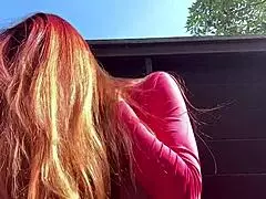 I love watching italian hot milf artemisia love in her long hair fetish session outdoor