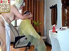 Nudist Barbershop Lady Hairdresser Makes Client Strip Naked