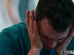 a pervert stepson convinces busty mature stepmom to suck and fuck him