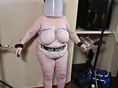 Bold tit suffering and udder busting for slut sub Curious Fern in slo mo, consensual role-play