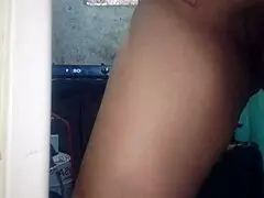 'I'm so horny, masturbating my tight pussy in the kitchen.'