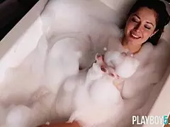 petite milf babe from the ukraine diana lark soapy in a bath tub