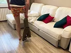 Russian stepmom accidentally fucks stepson mistaking him for husband, cum in mouth.