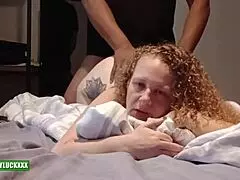 sexy submissive bbw milf lucky gurl kween bunny b gets pounded doggystyle. big black cock stretches her pussy hard