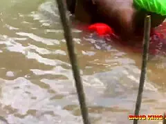 in the local stream, they engaged in hardcore doggy action, resulting in so many climaxes.