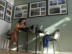 alia tries on lingerie and summer dress, with and without panties, showing perfect body, tight shaved pussy, petite milf